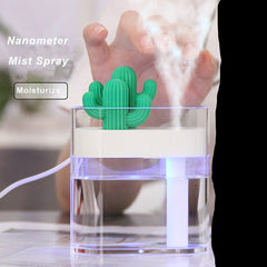 160ML Ultrasonic Air Humidifier Clear Cactus Color Light USB Essential Oil Diffuser Car Purifier Aroma Diffusor Anion Mist Maker